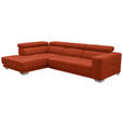 ECKSOFA in Mikrofaser Orange  - Chromfarben/Orange, Design, Textil/Metall (207/301cm) - Xora