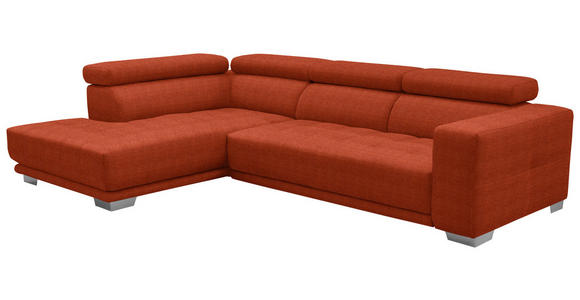 ECKSOFA in Mikrofaser Orange  - Chromfarben/Orange, Design, Textil/Metall (207/301cm) - Xora