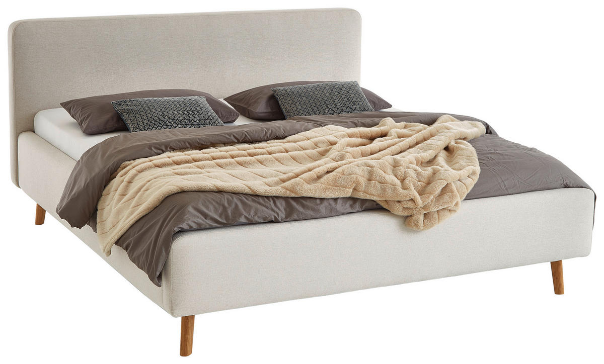 POLSTERBETT 180/200 cm  in Beige  - Eichefarben/Birkefarben, Design, Holz/Textil (180/200cm) - Xora
