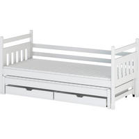 AUSZIEHBETT 90/200 cm,  in Weiß, Bettkasten, Bettschublade, Lattenroste  - Birkefarben/Weiß, MODERN, Holz/Holzwerkstoff (90/200cm) - MID.YOU