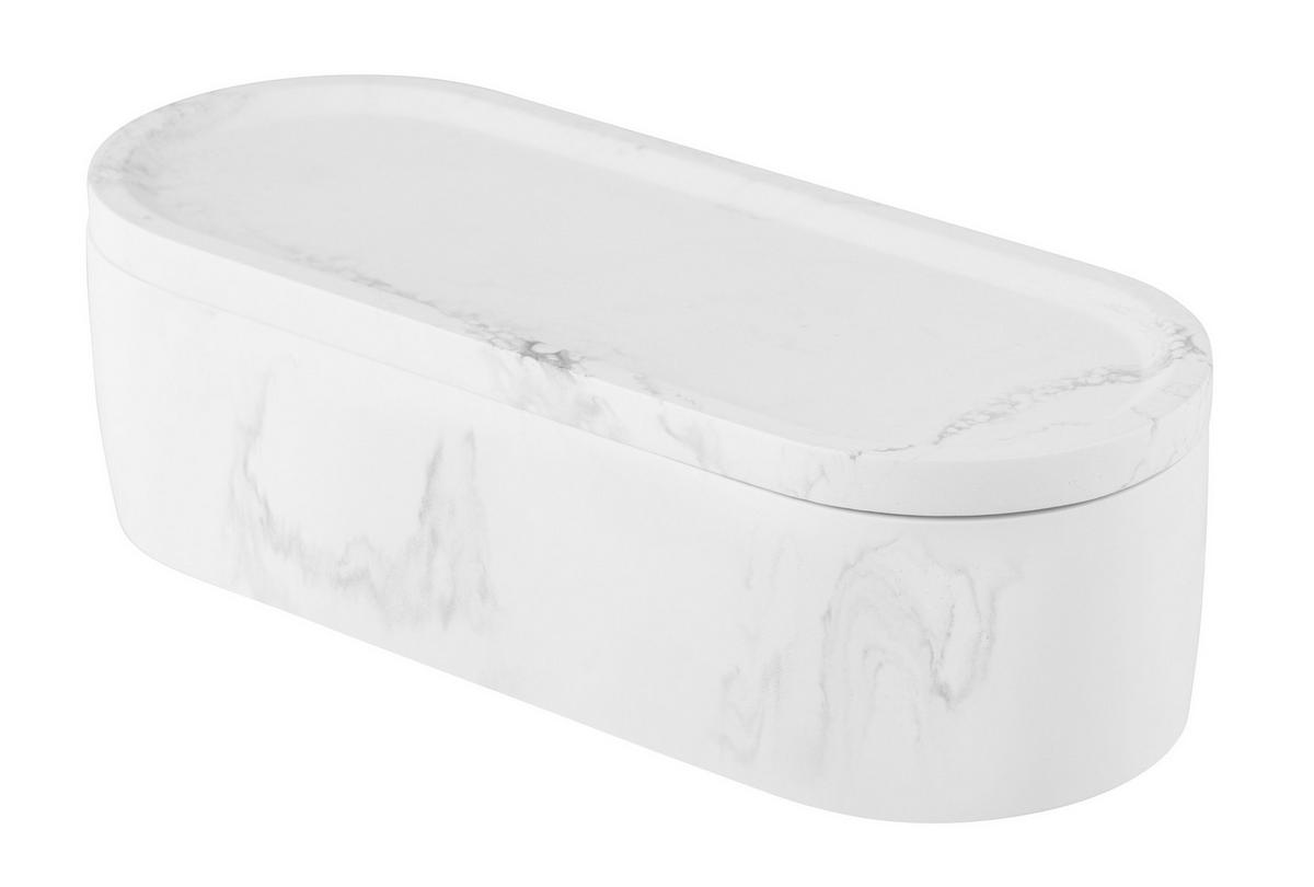 KOSMETIKDOSE - Weiß, KONVENTIONELL, Stein (20/6/8cm) - Schöner Wohnen