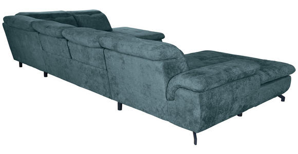 WOHNLANDSCHAFT in Struktur Blau  - Blau/Schwarz, KONVENTIONELL, Textil/Metall (188/357/253cm) - Carryhome