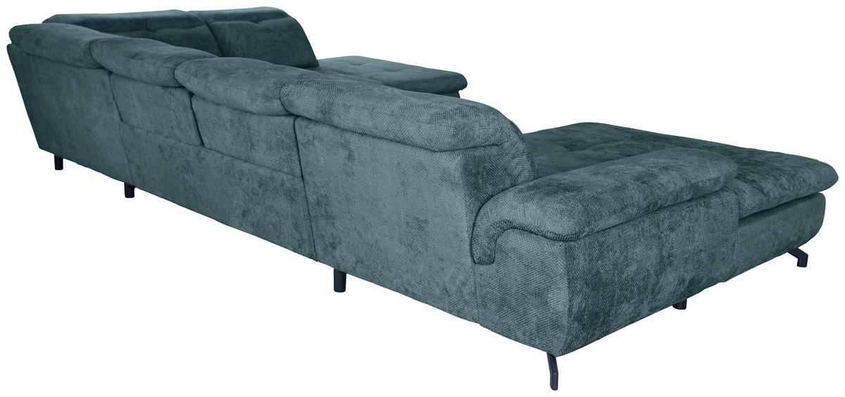 WOHNLANDSCHAFT Blau Struktur  - Blau/Schwarz, KONVENTIONELL, Textil/Metall (188/357/253cm) - Carryhome