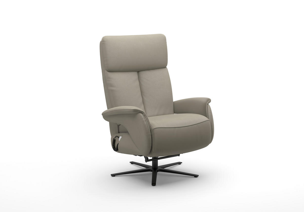 RELAXSESSEL Leder Grau  - Schwarz/Grau, Basics, Leder/Metall (86/111/86cm) - Sit & More