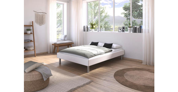 BETT 140/200 cm in Weiß - Alufarben/Weiß, Design, Metall (140/200cm) - Carryhome