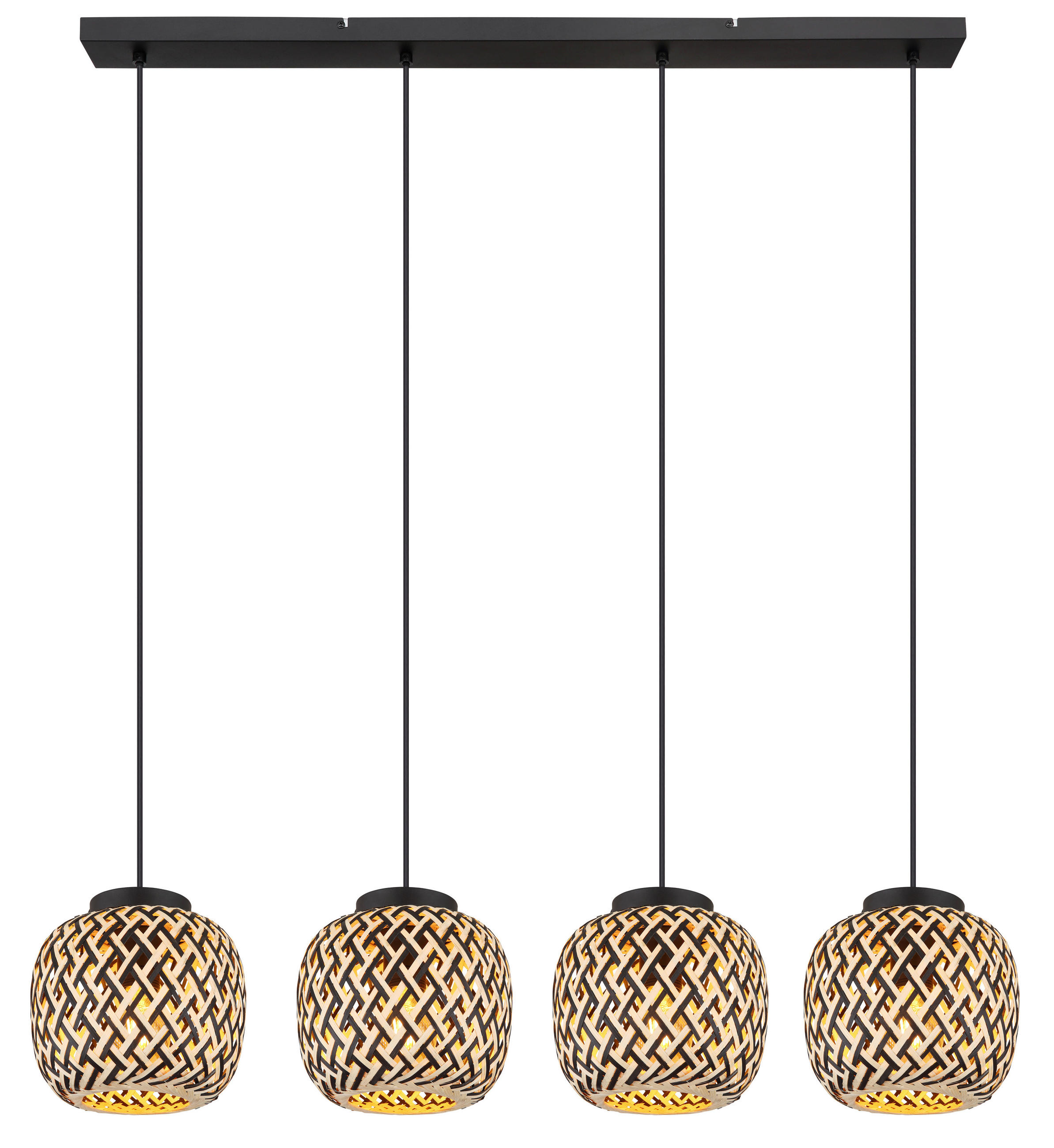 HÄNGELEUCHTE 100/20/120 cm    - Schwarz/Naturfarben, Natur, Naturmaterialien/Kunststoff (100/20/120cm) - Globo