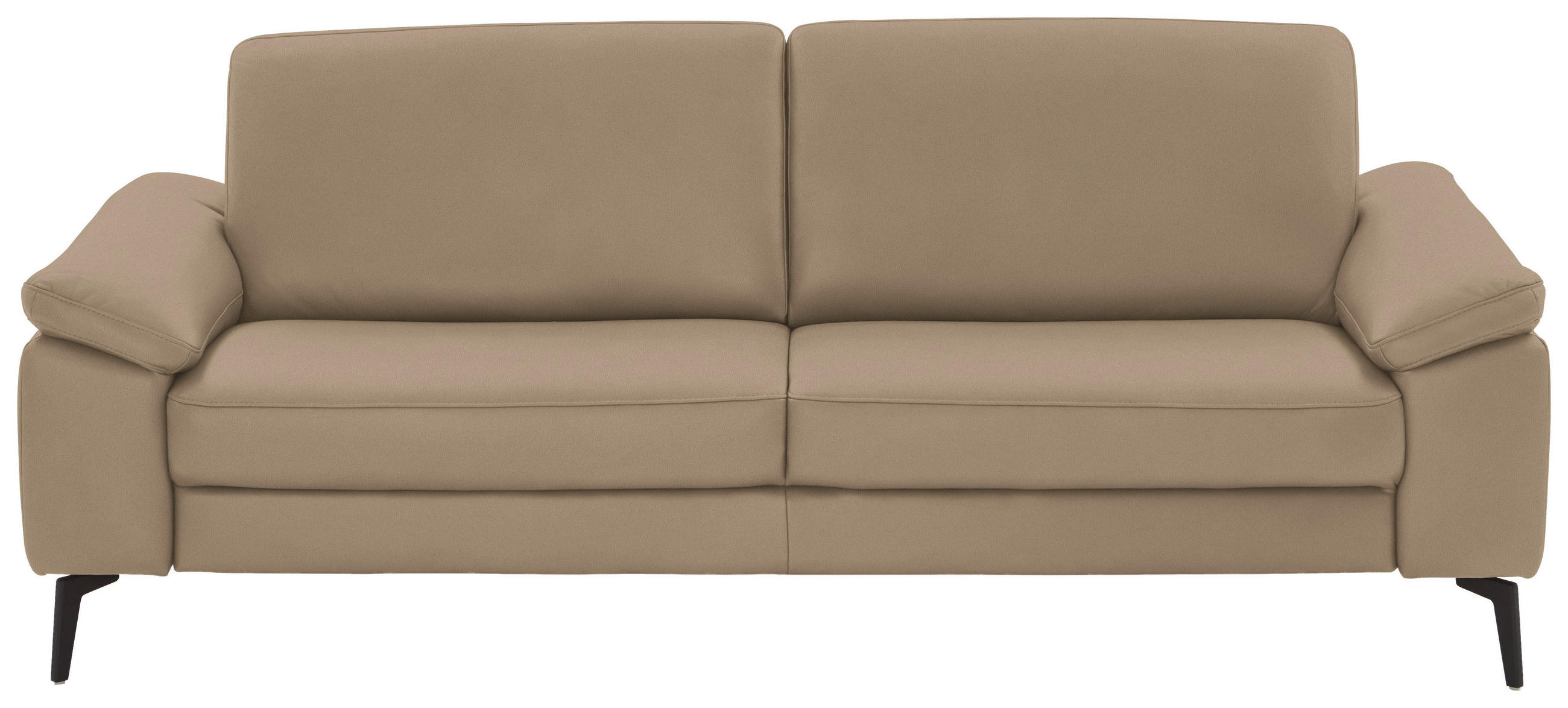3-SITZER-SOFA in Echtleder Beige  - Beige/Schwarz, Design, Leder/Metall (224/88/100cm) - Valdera