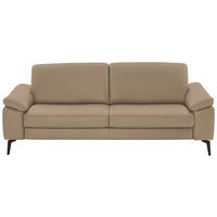 3-SITZER-SOFA Echtleder Beige  - Beige/Schwarz, Design, Leder/Metall (224/88/100cm) - Valdera