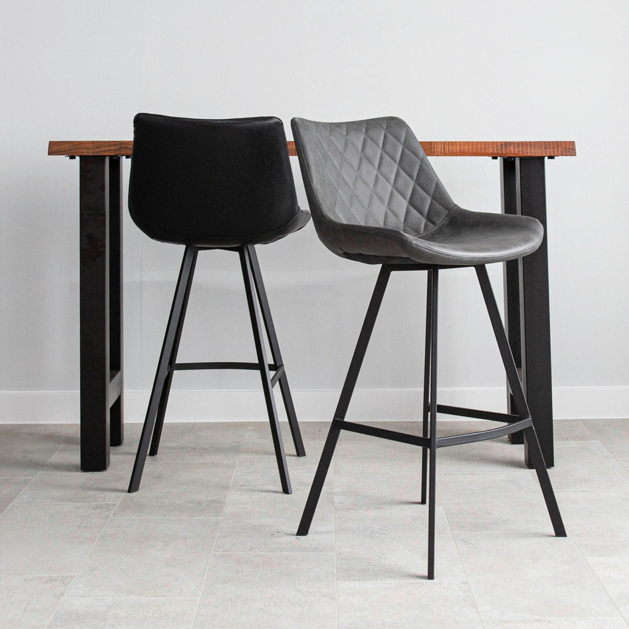 BARHOCKER-SET Anthrazit  - Anthrazit/Schwarz, KONVENTIONELL, Textil/Metall (50/102/55cm) - MID.YOU