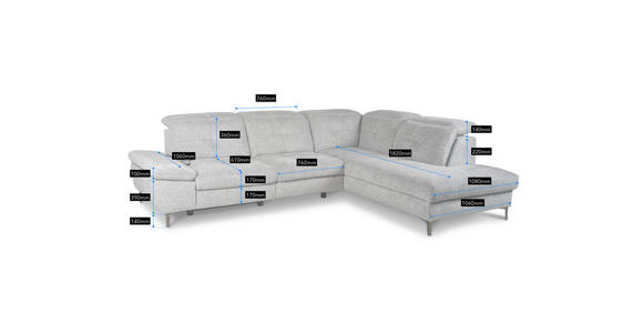 ECKSOFA Blau Webstoff  - Blau/Schwarz, KONVENTIONELL, Textil/Metall (225/288cm) - Carryhome