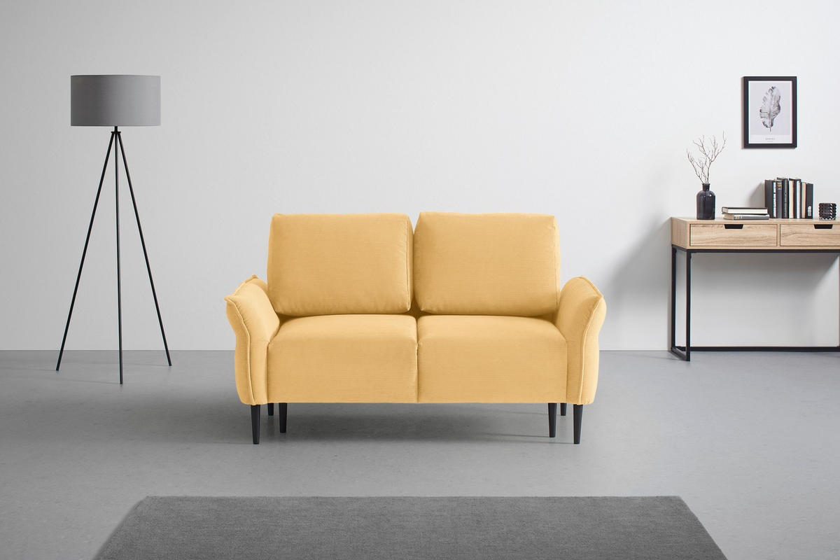 2-SITS SOFFA i textil gul  - svart/gul, Modern, trä/textil (150/85/92cm) - MID.YOU