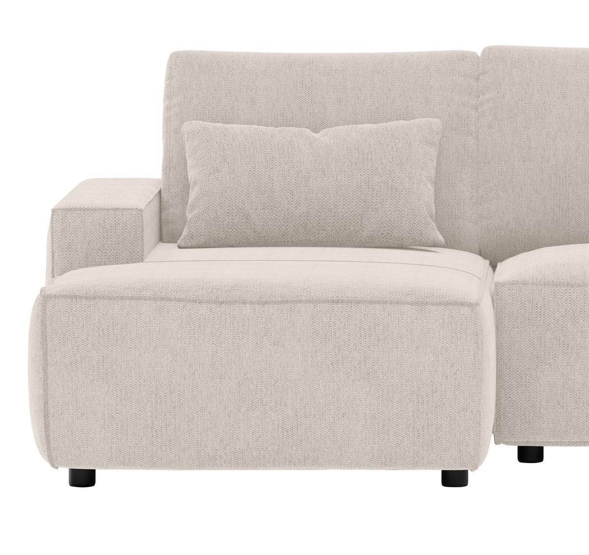 ECKSCHLAFSOFA in Chenille Beige  - Beige/Schwarz, Modern, Kunststoff/Textil (154/247cm) - Livetastic