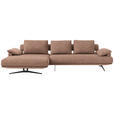 ECKSOFA  in Chenille Hellbraun  168/334 cm  - Hellbraun/Schwarz, Design, Textil/Metall (168/334cm) - Dieter Knoll