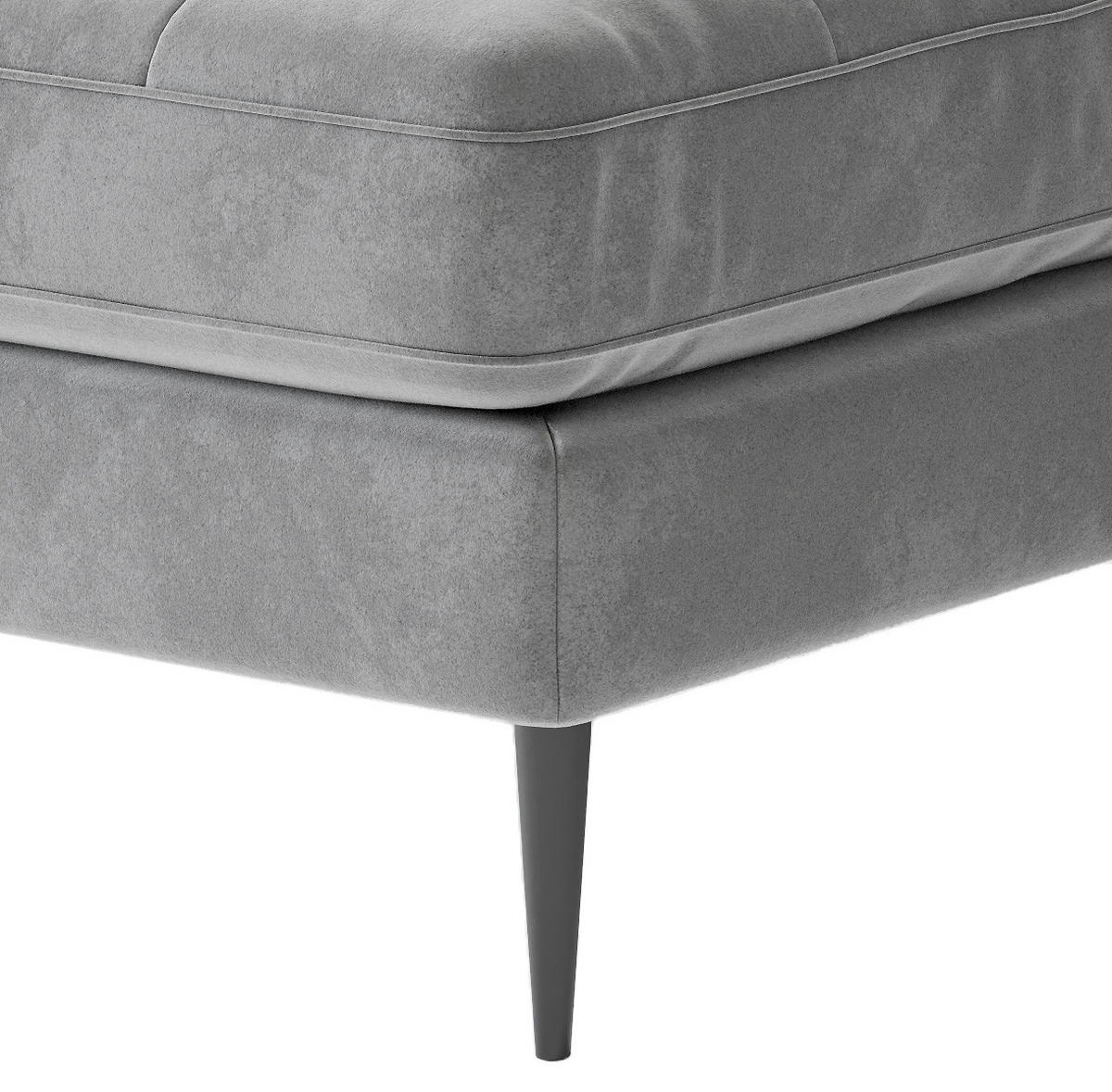 ECKSOFA in Flachgewebe Blaugrau  - Edelstahlfarben/Anthrazit, Design, Textil/Metall (259/205cm) - Livetastic