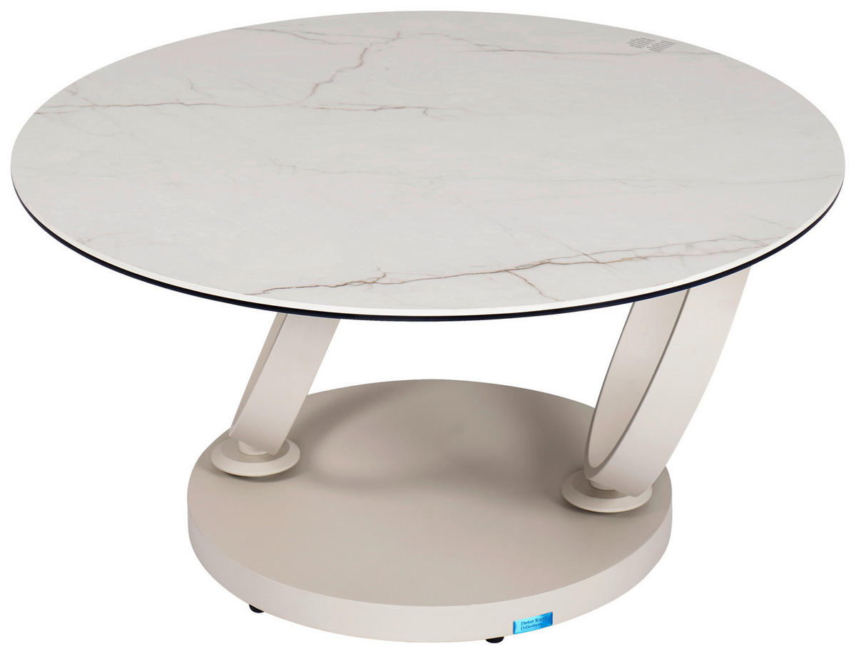 COUCHTISCH ESG 80-133,5/80/43 cm rund Weiß, Beige  - Beige/Weiß, Design, Glas/Keramik (80-133,5/80/43cm) - Dieter Knoll