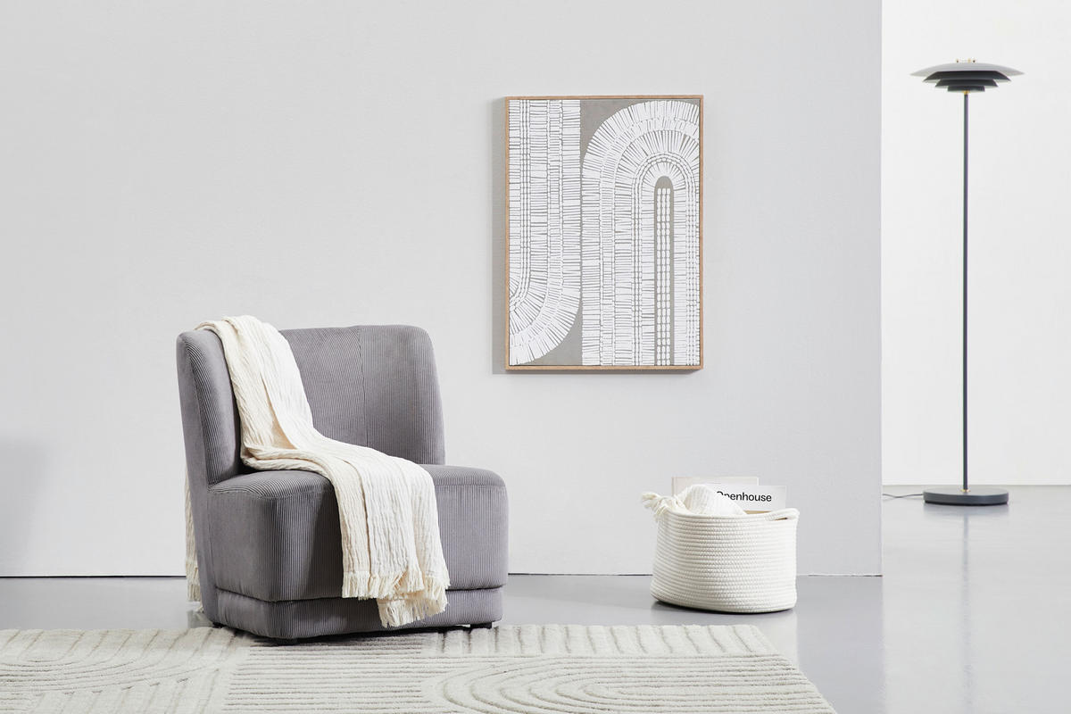 SESSEL Cord Grau    - Grau, Design, Holz/Textil (64/71/73cm) - MID.YOU