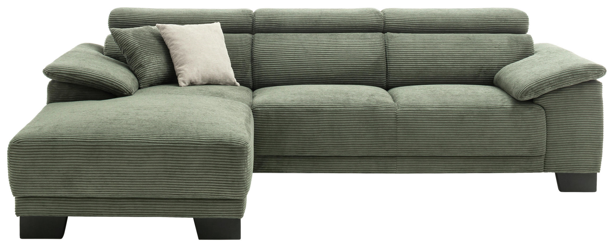 ECKSOFA in Cord Grün  - Schwarz/Grün, Design, Holz/Textil (174/270cm) - Pure Home Lifestyle