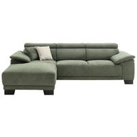 ECKSOFA in Cord Grün  - Schwarz/Grün, Design, Holz/Textil (174/270cm) - Pure Home Lifestyle