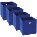 Faltbox 4er Set Metall, Textil, Karton Blau, Silberfarben  - Blau/Silberfarben, Design, Karton/Textil (32/32/32cm) - Carryhome