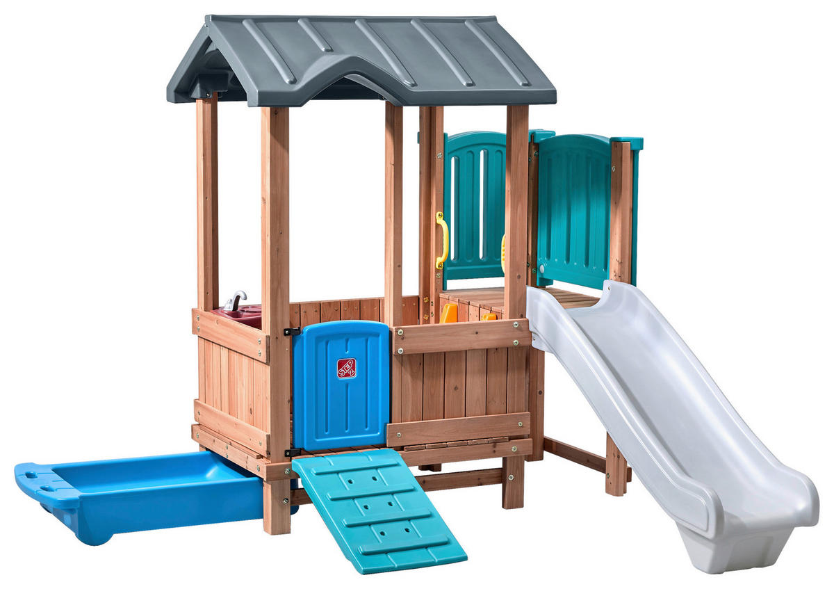 LEKSTUGA 165,7/185/214 cm  - brun/blå, Klassisk, trä/plast (165,7/185/214cm)