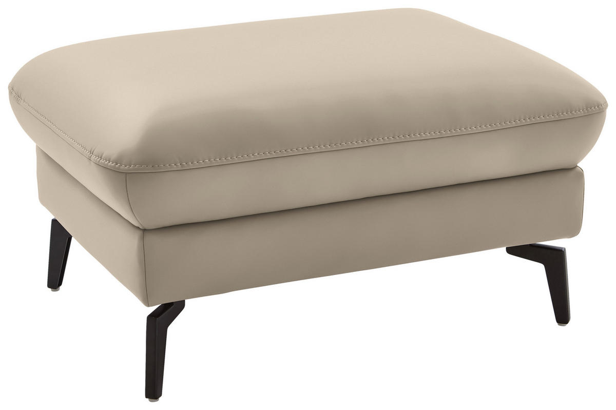 ECKSOFA in Echtleder Ecru  - Ecru/Schwarz, Natur, Leder/Metall (281/168cm) - Valdera