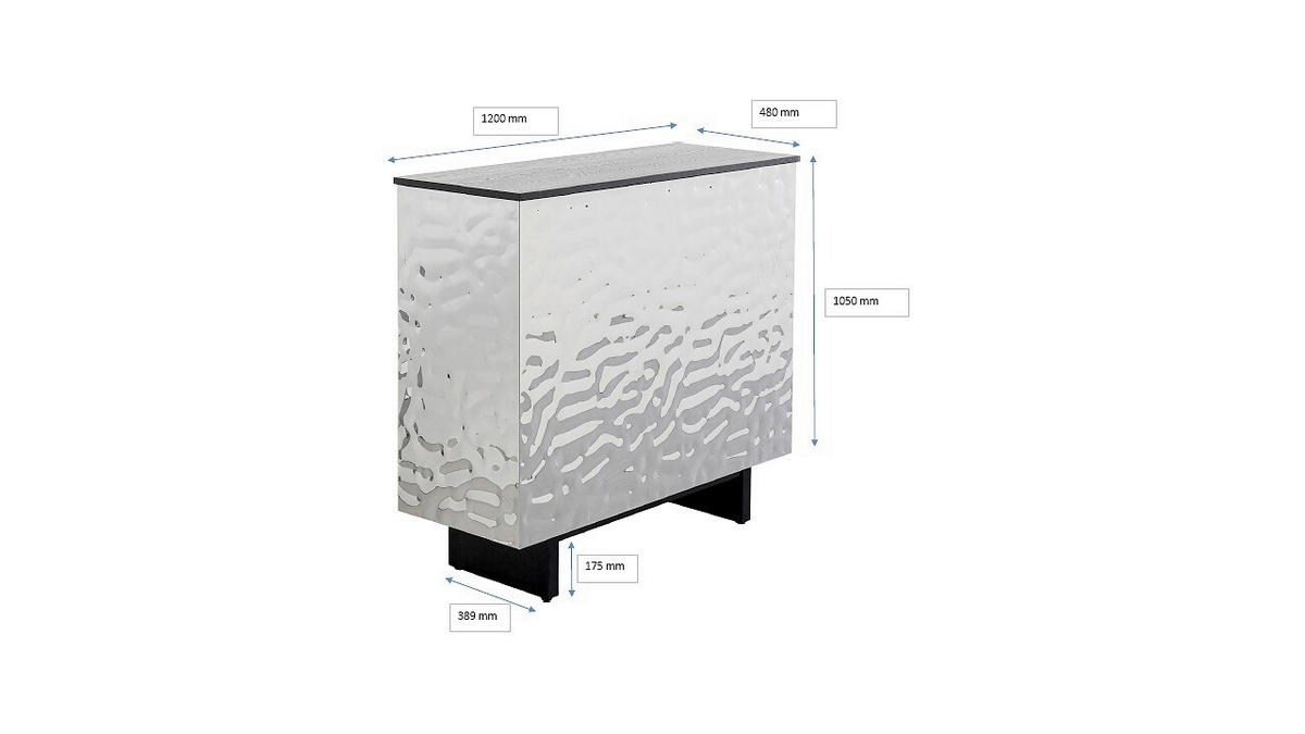 BAR Esche Grau, Eschefarben, Chromfarben  - Chromfarben/Eschefarben, Holz/Metall (120/105/48cm) - Kare-Design