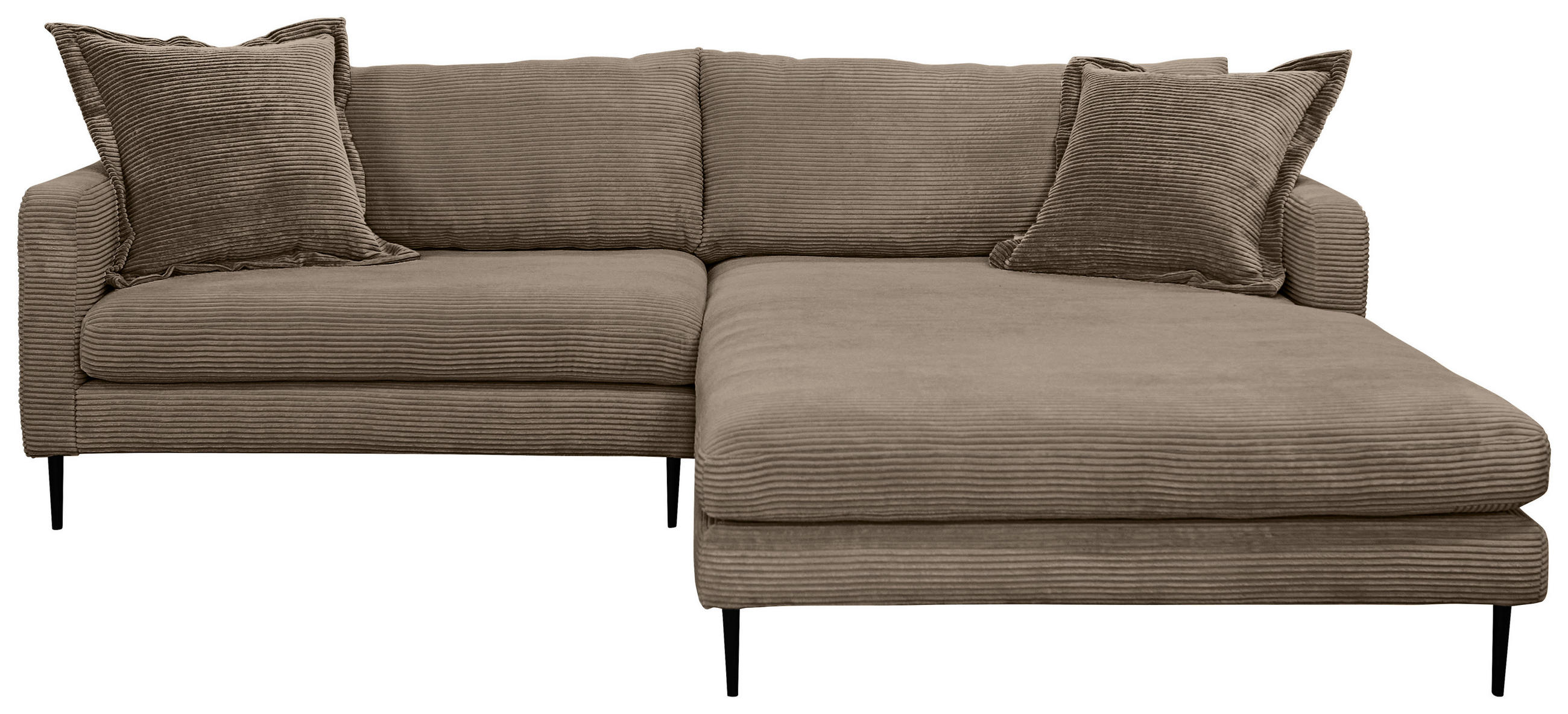 ECKSOFA in Cord Braun  268/193 cm  - Schwarz/Braun, Design, Textil/Metall (268/193cm) - P & B