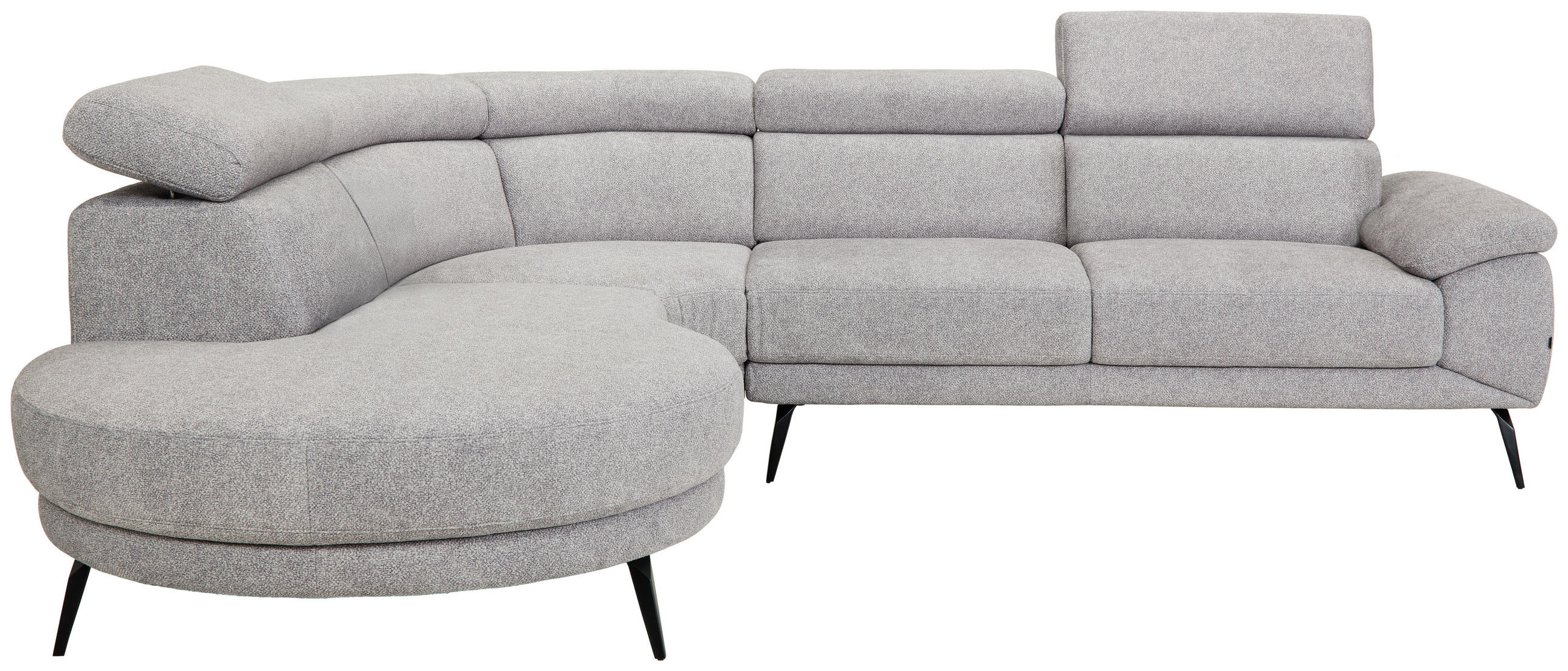 ECKSOFA in Velours Grau  - Schwarz/Grau, Design, Textil/Metall (264/299cm) - Novel