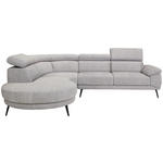 ECKSOFA Grau Velours  - Schwarz/Grau, Design, Textil/Metall (264/299cm) - Novel