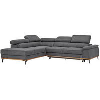 ECKSOFA Grau Webstoff  - Schwarz/Grau, Natur, Holz/Textil (226/282cm) - Novel