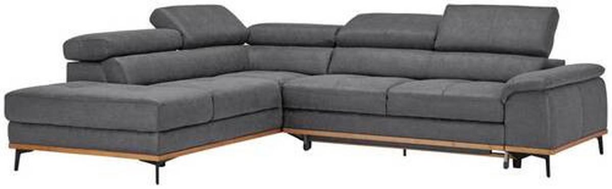 ECKSOFA Grau Webstoff  - Schwarz/Grau, Natur, Holz/Textil (226/282cm) - Novel