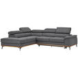 ECKSOFA in Webstoff Grau  - Schwarz/Grau, Natur, Holz/Textil (226/282cm) - Novel