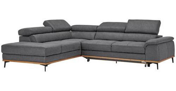 ECKSOFA Grau Webstoff - Schwarz/Grau, Natur, Holz/Textil (226/282cm) - Novel