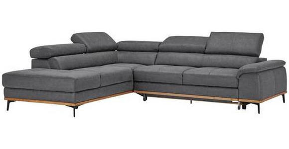 ECKSOFA in Webstoff Grau  - Schwarz/Grau, Natur, Holz/Textil (226/282cm) - Novel