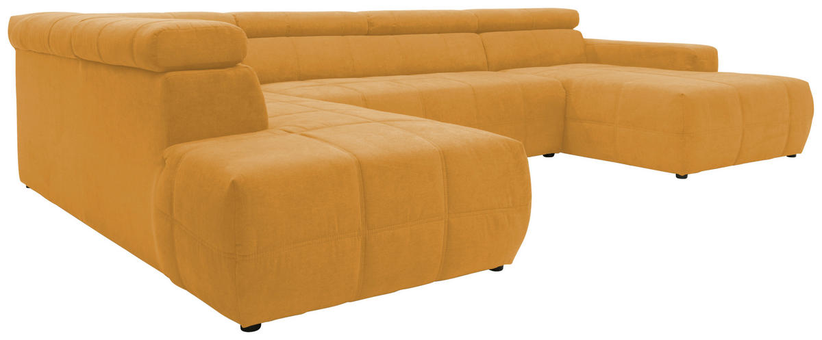 WOHNLANDSCHAFT in Mikrofaser Orange  - Schwarz/Orange, Design, Kunststoff/Textil (228/359/175cm) - MID.YOU