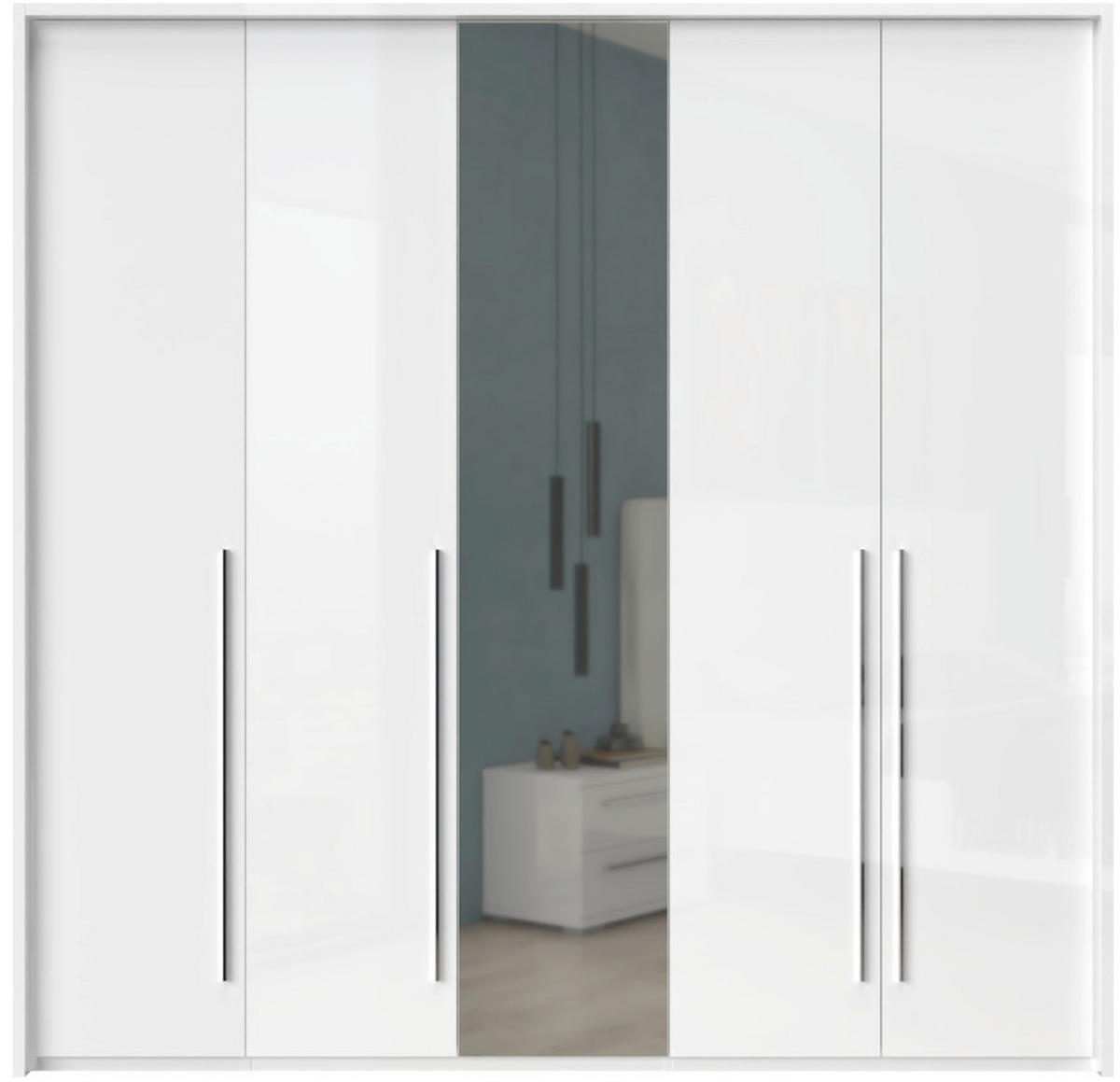 ORMAR SA KLASIČNIM VRATIMA bela, bela visoki sjaj  232/226/60 cm  - bela visoki sjaj/bela, Dizajnerski, metal/pločasti materijal (232/226/60cm)