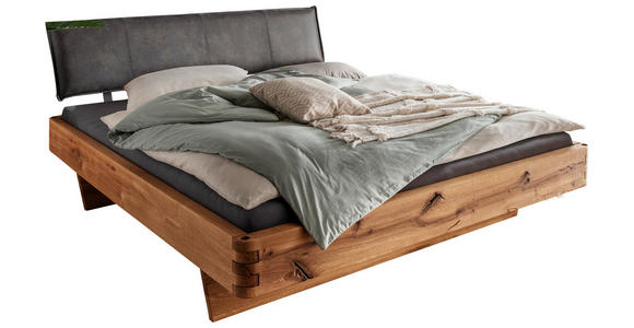 BALKENBETT 160/200 cm  in Anthrazit, Wildeiche   - Wildeiche/Anthrazit, Natur, Holz/Textil (160/200cm) - Valnatura