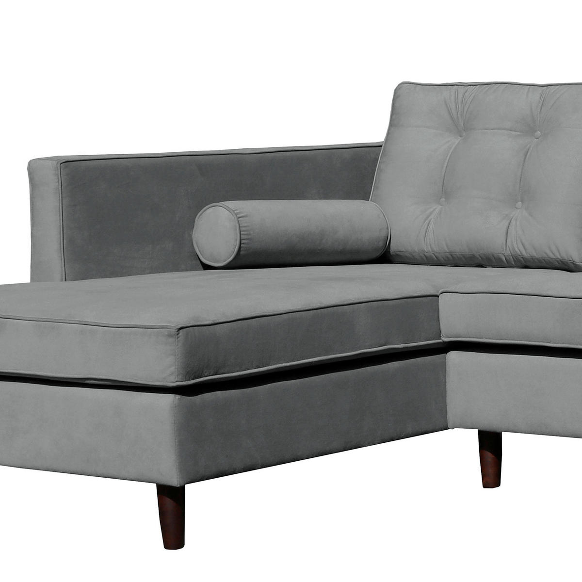 ECKSOFA VANCOUVER in Mikrofaser Anthrazit Zierkissen, Rückenkissen  169/240 cm  - Anthrazit/Braun, Design, Holz/Textil (169/240cm) - P & B