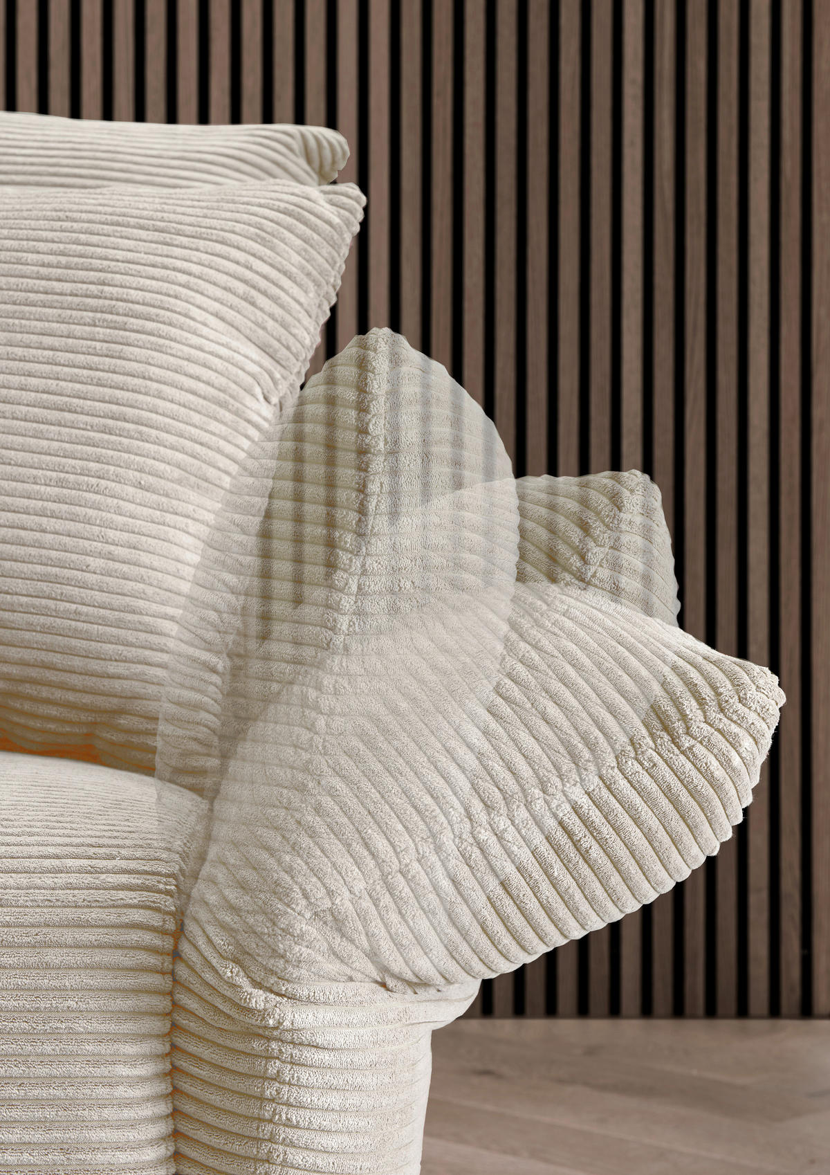 ECKSOFA Beige Cord  - Beige/Schwarz, Design, Textil/Metall (178/264-302cm) - Livetastic
