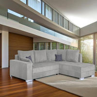 ECKSOFA Taupe Cord  - Taupe/Chromfarben, Design, Kunststoff/Textil (260/218cm) - P & B