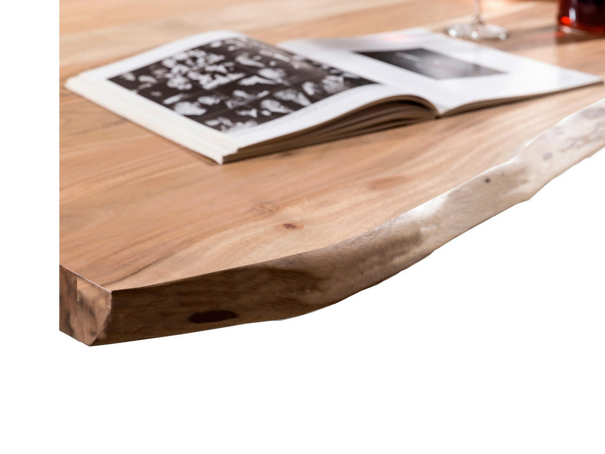 ESSTISCH 160/85/76 cm Echtholz  Holz, Metall rechteckig Braun, Naturfarben  - Braun/Naturfarben, MODERN, Holz/Metall (160/85/76cm) - MID.YOU