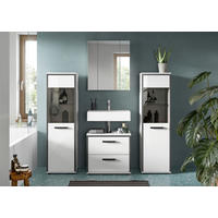 BADEZIMMER 4-teilig  in 140 cm  - Weiß Hochglanz/Schwarz, MODERN, Holzwerkstoff/Kunststoff (140cm) - MID.YOU