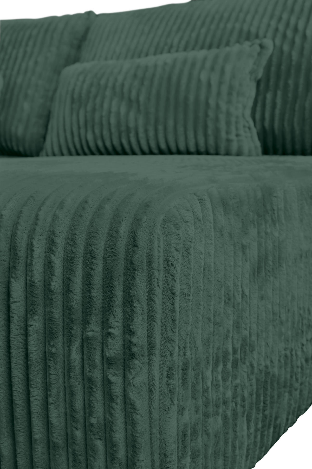 ECKSOFA in Cord Dunkelgrün  - Dunkelgrün/Schwarz, Modern, Holz/Textil (210/145cm) - MID.YOU