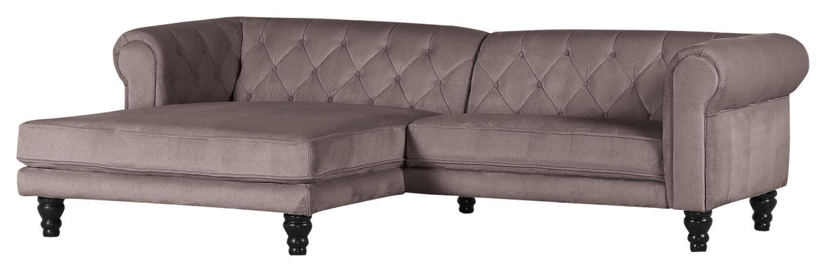 ECKSOFA  in Plüsch Schlammfarben  160/260 cm  - Schlammfarben/Dunkelbraun, Design, Holz/Textil (160/260cm) - MID.YOU