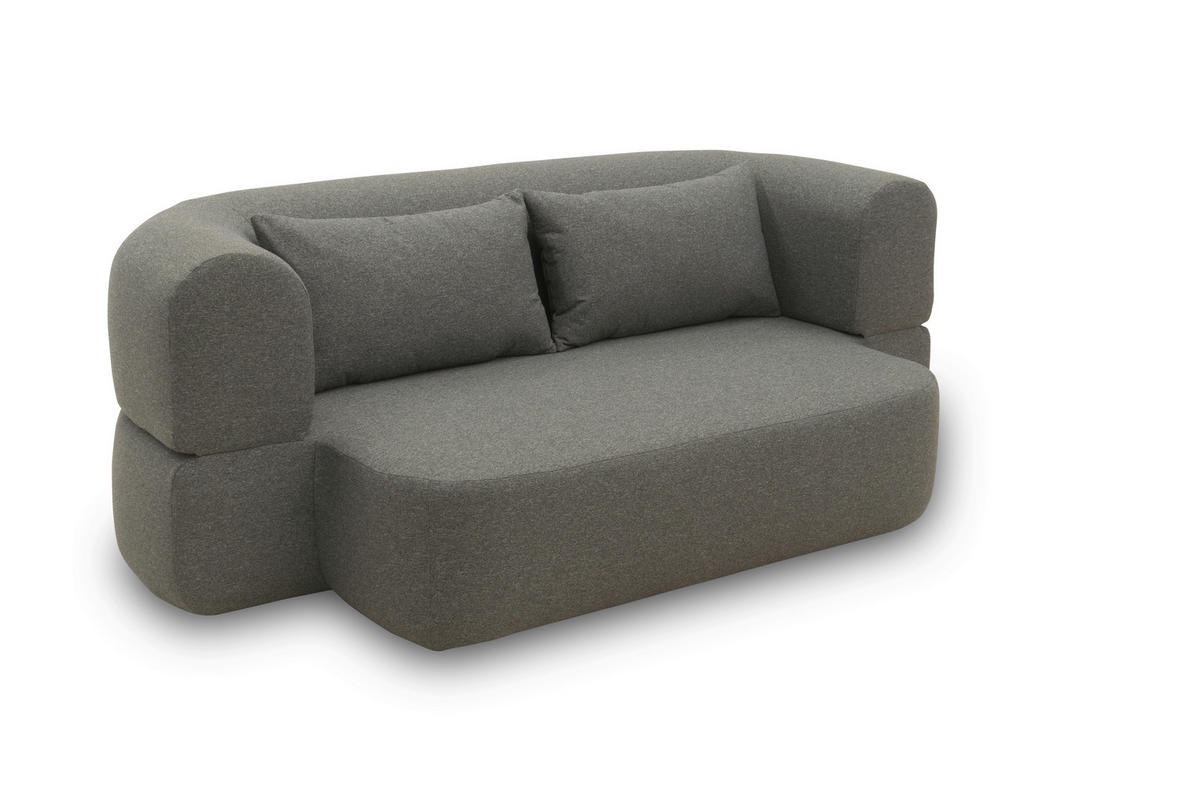 SCHLAFSOFA in Webstoff Dunkelgrau  - Dunkelgrau/Schwarz, Design, Kunststoff/Textil (208/78/115cm) - MID.YOU