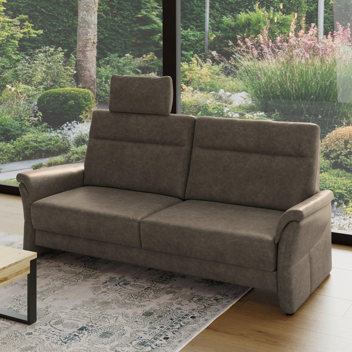 3,5-SITZER - Graubraun/Schwarz, Konventionell, Kunststoff/Textil (205/98/91cm) - Elegando