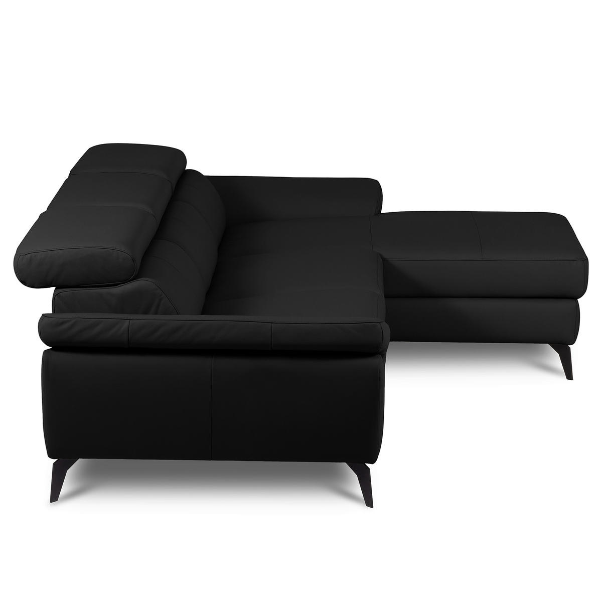 ECKSOFA  in Lederlook Echtleder Schwarz  - Schwarz, Design, Leder/Textil (252/179cm) - Livetastic