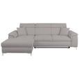 ECKSOFA in Flachgewebe Grau  - Chromfarben/Grau, KONVENTIONELL, Textil/Metall (175/268cm) - Carryhome