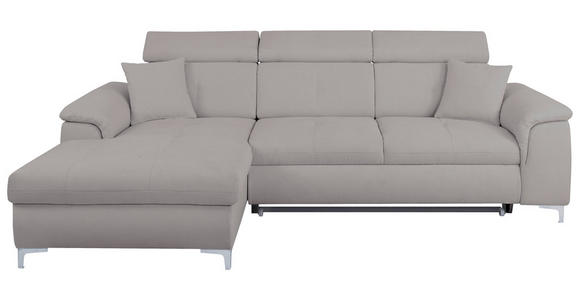 ECKSOFA in Flachgewebe Grau  - Chromfarben/Grau, KONVENTIONELL, Textil/Metall (175/268cm) - Carryhome