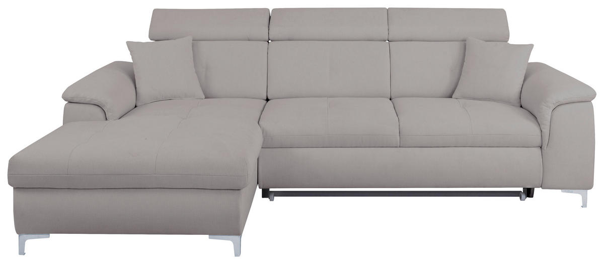 ECKSOFA in Flachgewebe Grau  - Chromfarben/Grau, Konventionell, Textil/Metall (175/268cm) - Carryhome